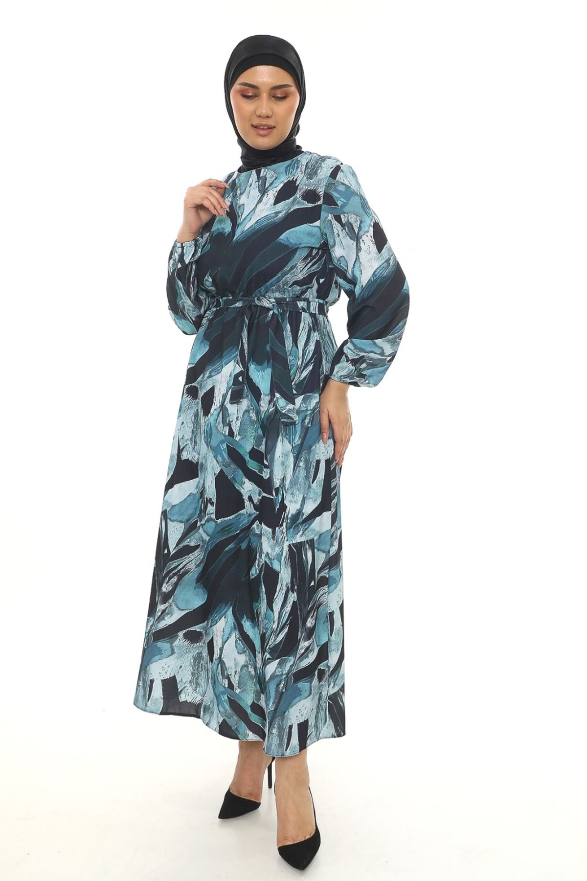 Butik Kadın büyük beden desenli elbise