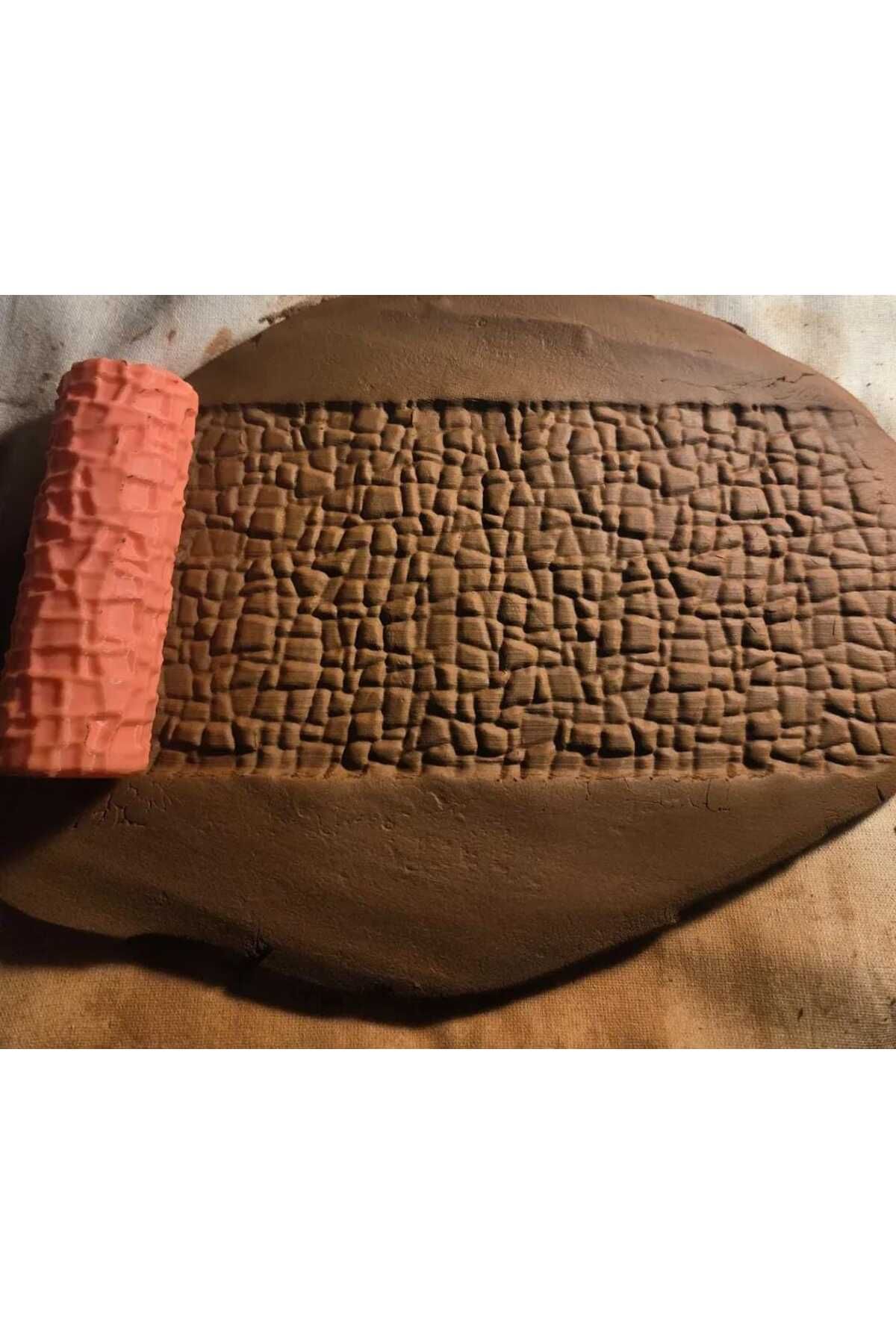 Enbceramic 10 CM TAŞ DOKU RULOSU SERAMİK & POLİMER KİL KALIP DESEN OKLAVASI