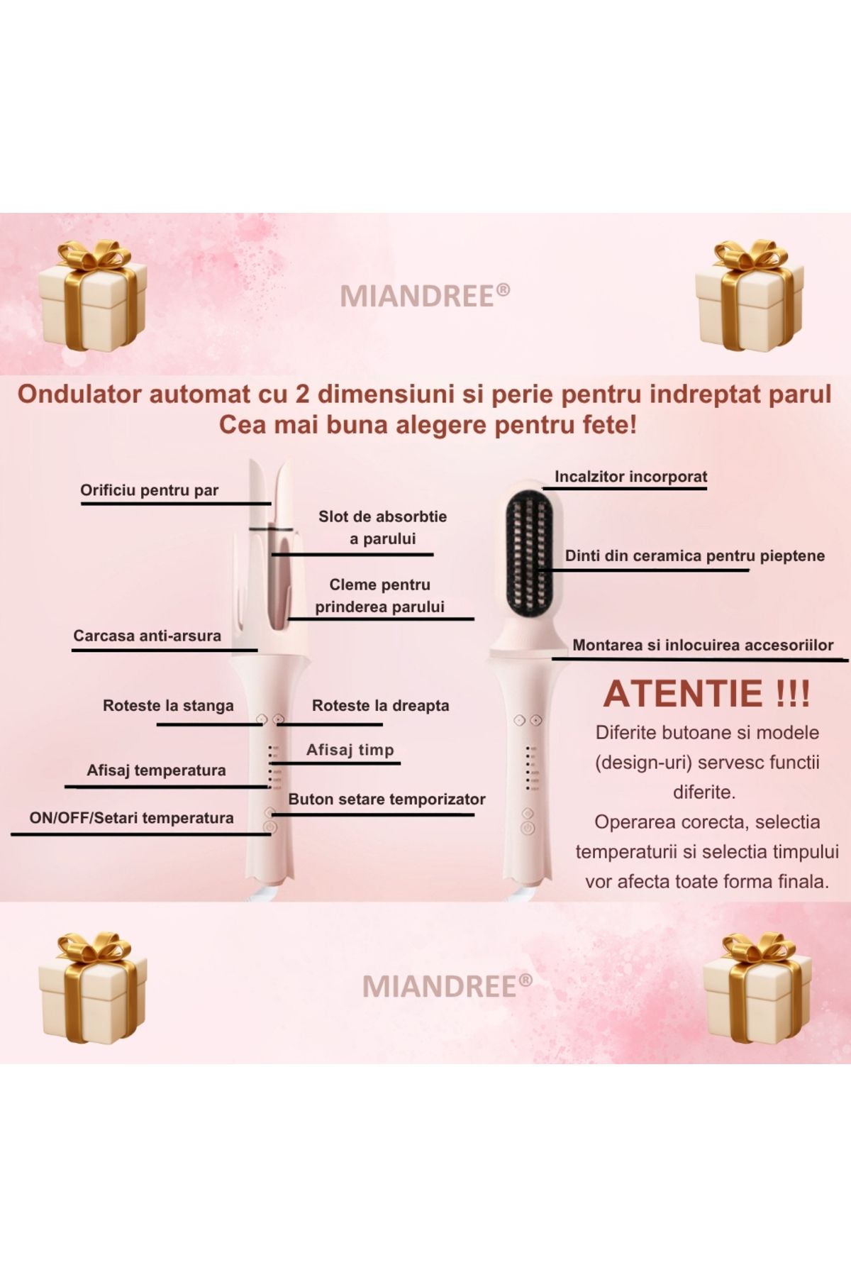 OEM-Automatic Curling Iron 7 IN 1, MIANDREE®, Tourmaline Ceramic, 3 Temperature Settings, 3 Timer Settings 9