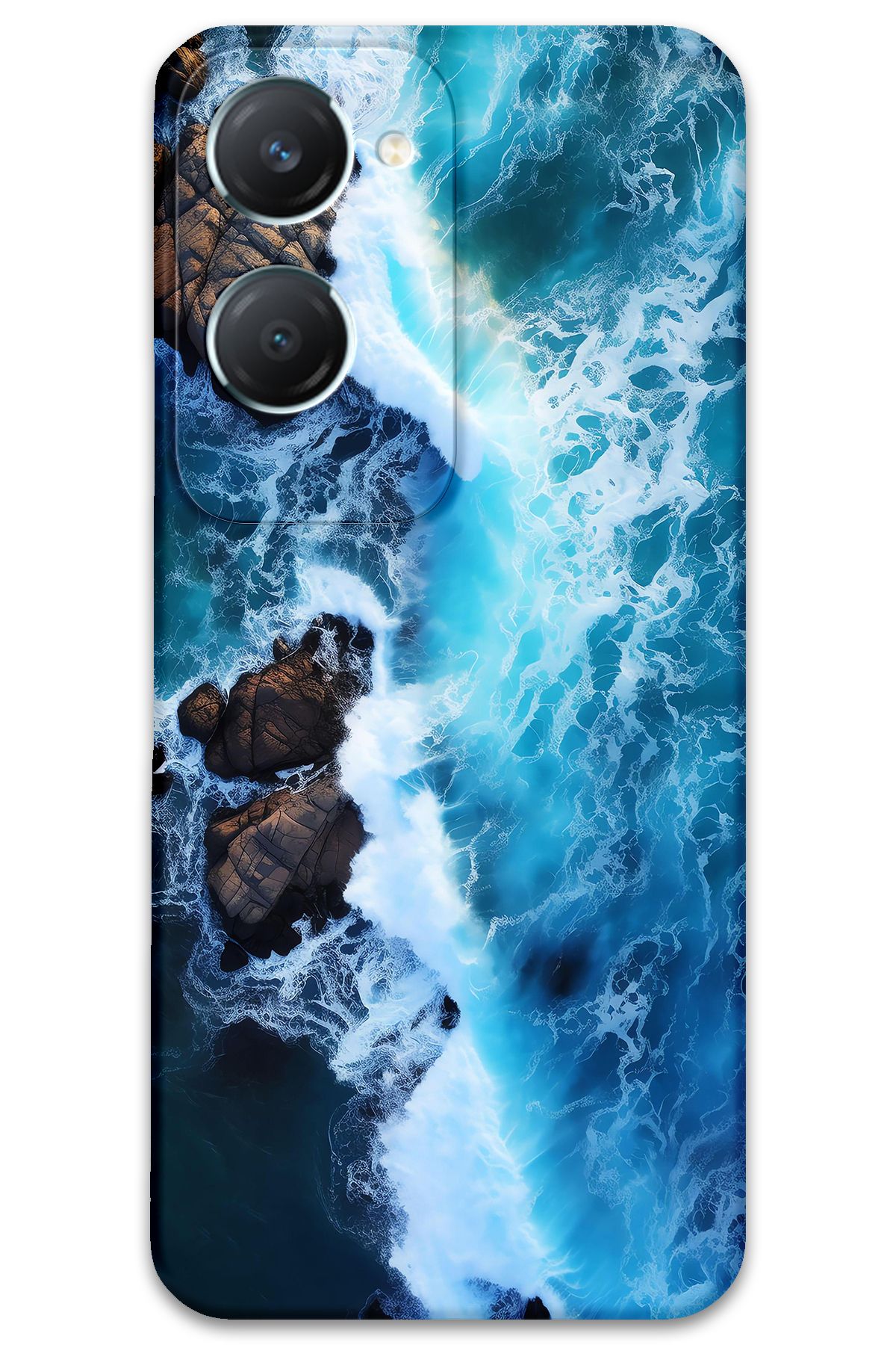 Gramaphone Vivo Y18 Uyumlu Mermer Desenli Telefon Kılıfı + Ekran Koruyucu - 5810