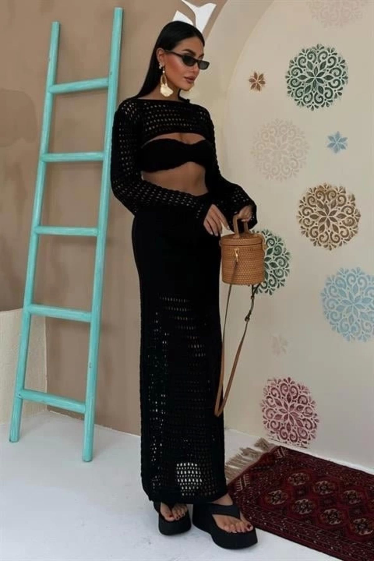Butik Büstiyer Ve Bolerolu Ajur Üçlü Takım 10087
