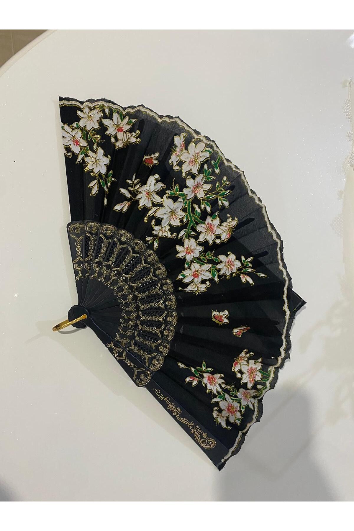 RSTM butik simli çiçekli gösterişli yelpaze aksesuar