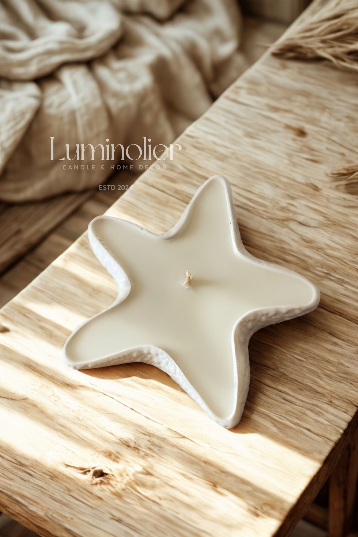 Luminolier Okyanus Kokulu Beton Deniz Yıldızı Görünümlü Soya Mum | El Yapımı Dekoratif Mum