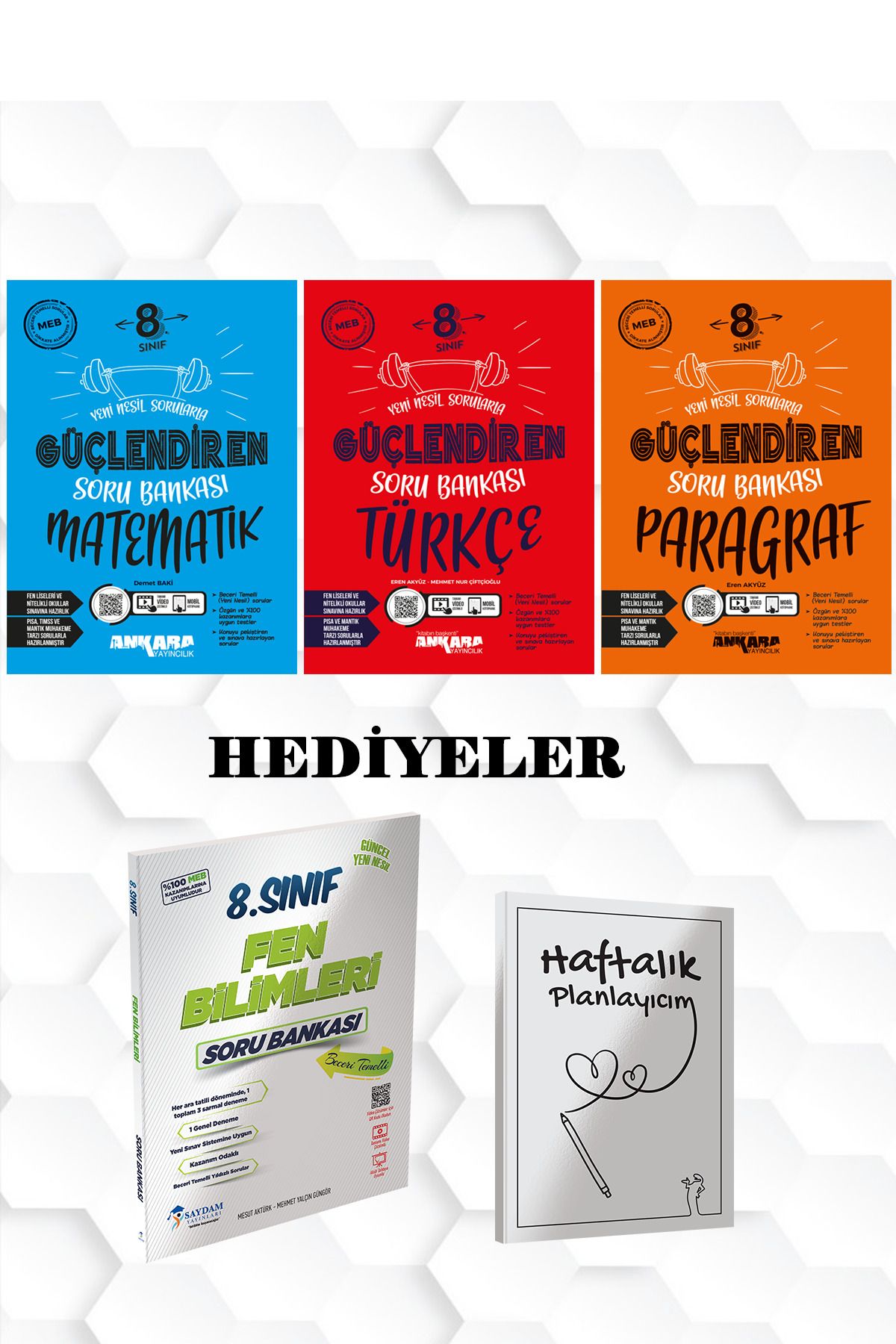 Saydam Yayınları ANKARA YAYINLARI-MATEMATİK,TÜRKÇE,PARAGRAF GÜÇLENDİREN SORU BANK-SAYDAM FEN BİLM SORU BANK