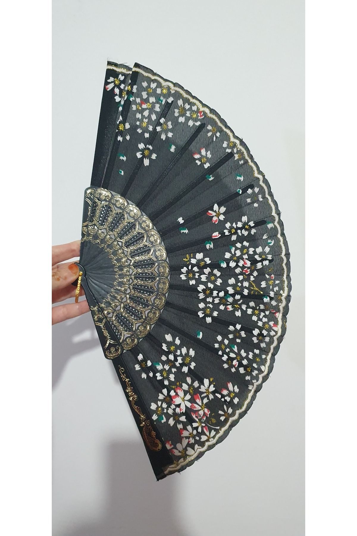 RSTM butik simli çiçekli gösterişli yelpaze