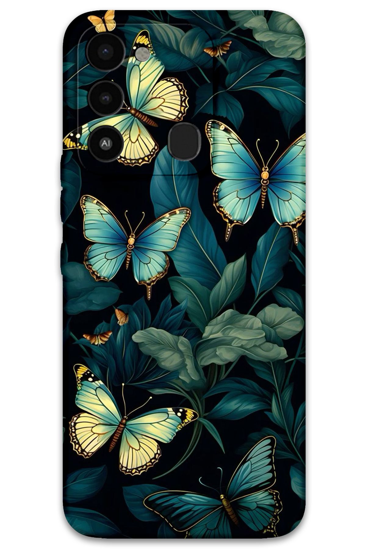 Gramaphone Tecno Spark 8c Uyumlu Kelebek Desenli Telefon Kılıfı + Ekran Koruyucu - 5791