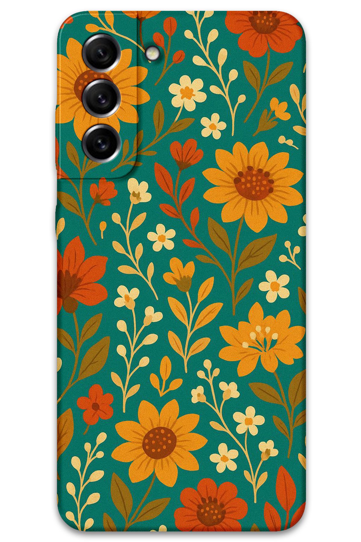 Gramaphone Galaxy S21 FE Uyumlu Çiçek Desenli Telefon Kılıfı + Ekran Koruyucu - 5786
