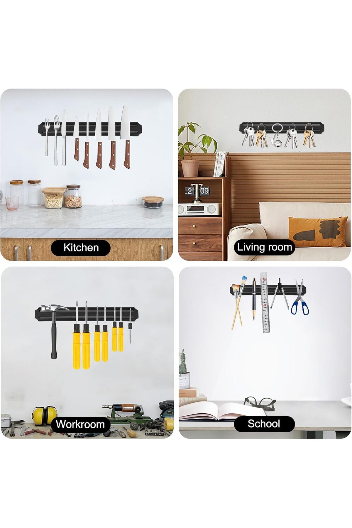 elsmor Mıknatıslı Bıçak Askısı 55 Cm Metal Mutfak Eşyası Asma Bıçak Düzenleyici Organizer Bıçak Tutucu
