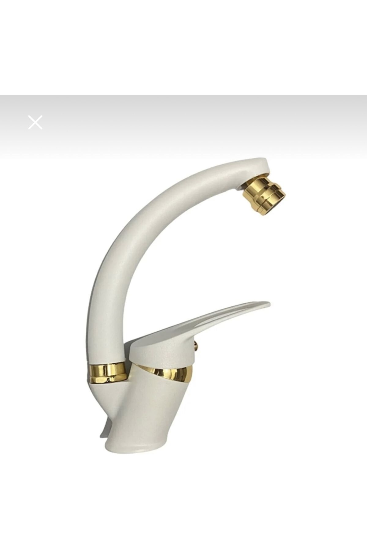 BDL ARMATÜR BEYAZ GOLD LÜX LAVABO BATARYASI MUSLUĞU ÇEŞMESİ OYNAR BAŞLIKLI