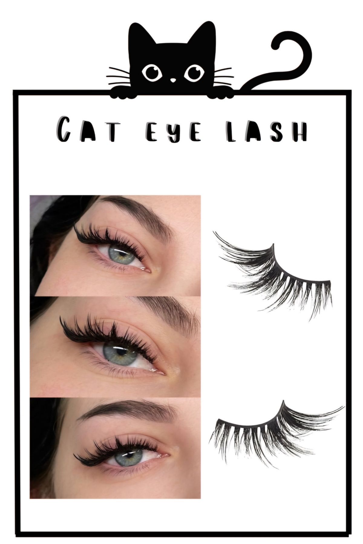 Sibelon Cat Eyelashes Yarım Boy Kedi Gözü Efekt Takma Kirpik