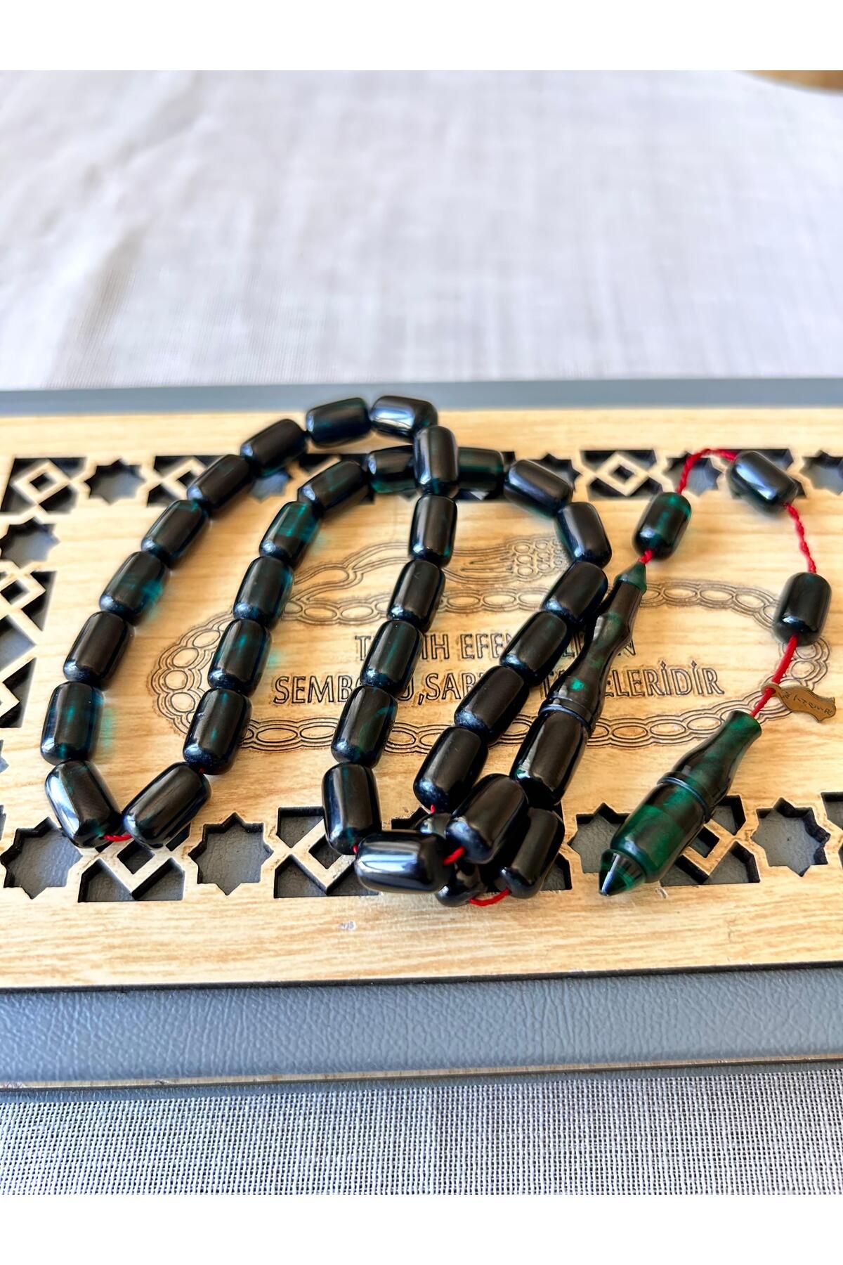 shop Muhammed Tacir Usta İmzalı Yeşil Sıkma Kehribar Tesbih (Özel Hediye Kutusunda)