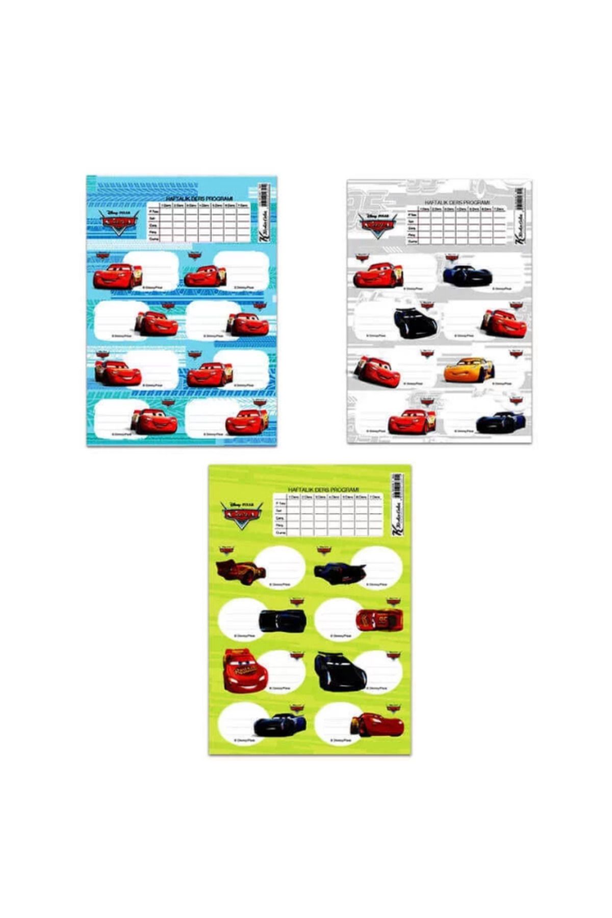 gnsstore Keskin Ders Programlı 3 Lü Etiket Cars-50