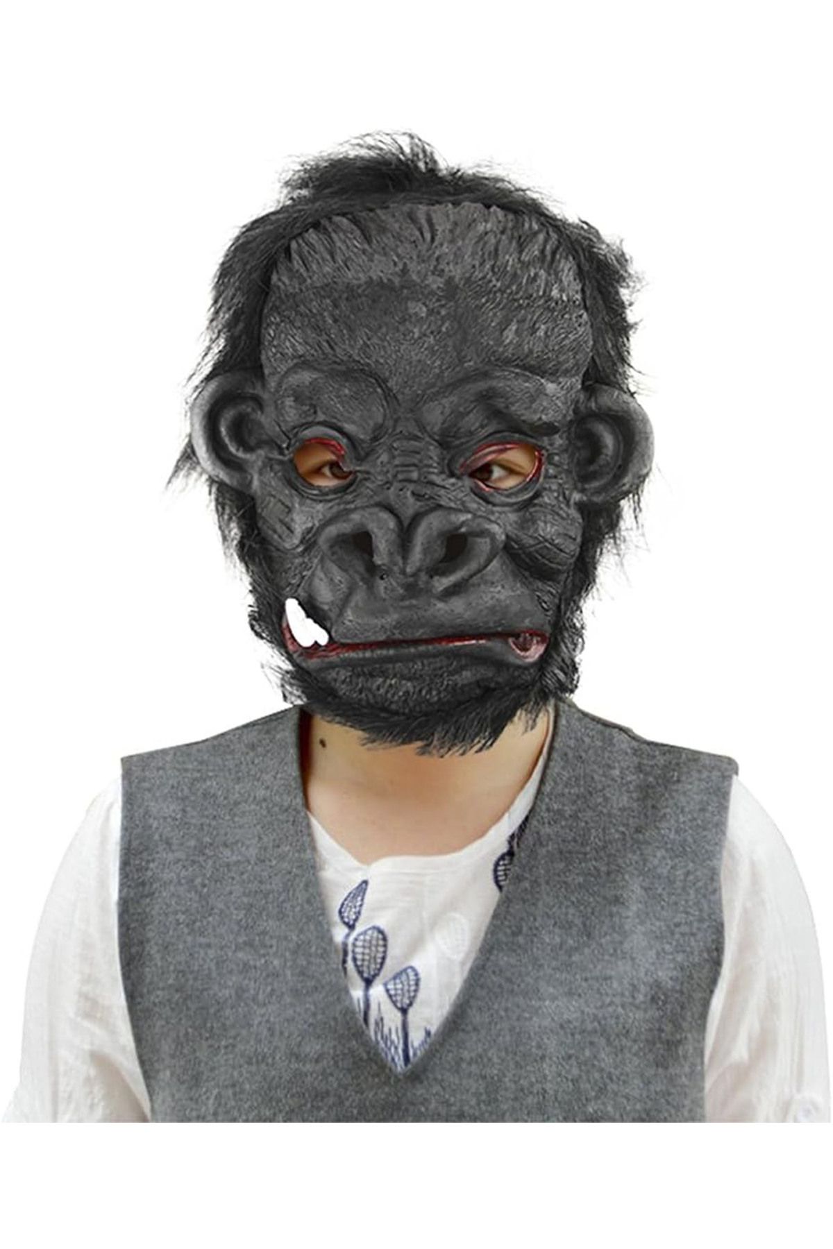 Kanonik Education Lateks Goril Maskesi Maymun Maskesi Et Maskesi Orangutan Siyah Saçlı 4 No