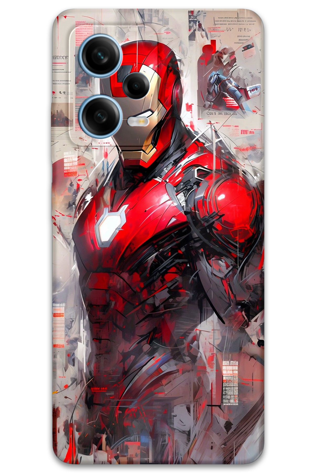 Gramaphone Xiaomi Redmi Note 12 5G Uyumlu İronman Desenli Telefon Kılıfı + Ekran Koruyucu - 5828