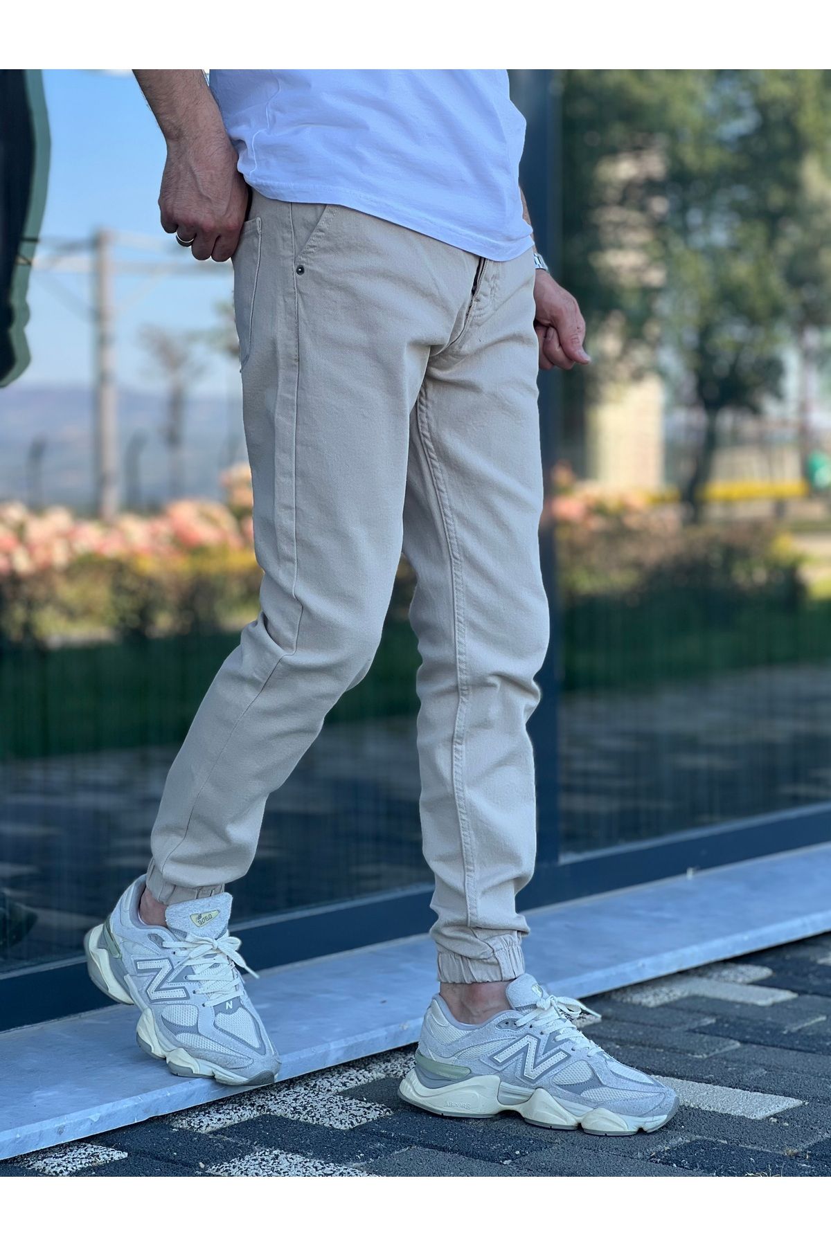 ElitWear Erkek Comfort Likra Paça Lastikli Kot Pantolon