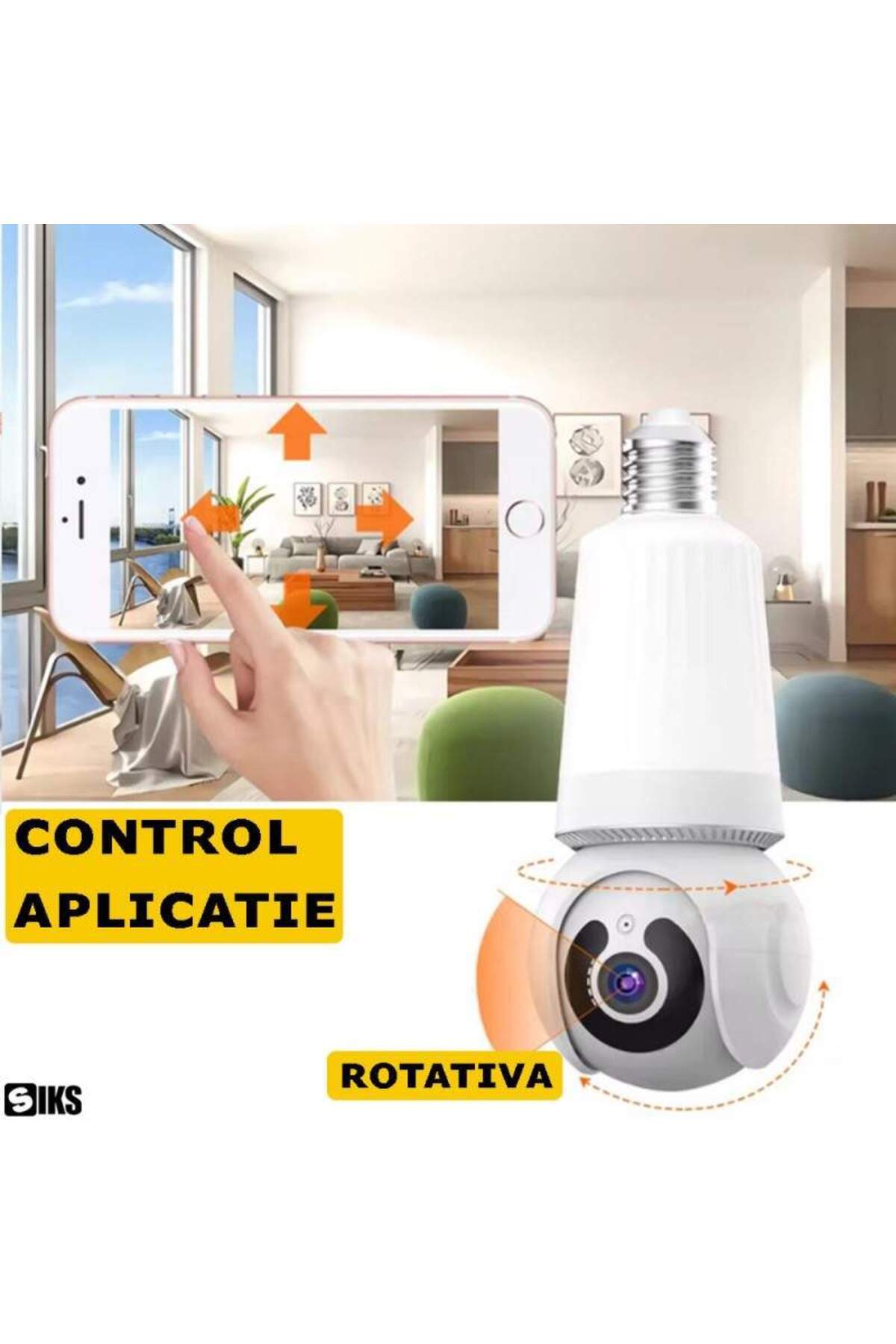SIKS-Surveillance Camera with E27 or Normal Socket Mounting, with Bulb Included, 3MP, HD 6