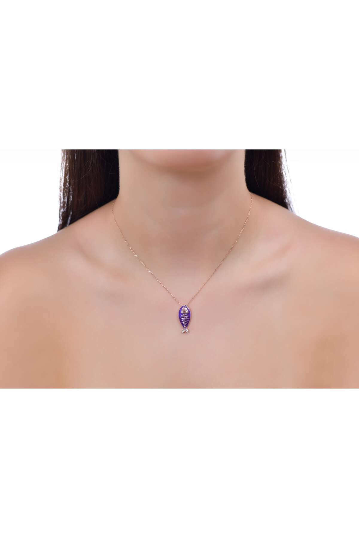 Ocean Silver & Jewelry Mineli Kılçık Balık Gümüş Kolye
