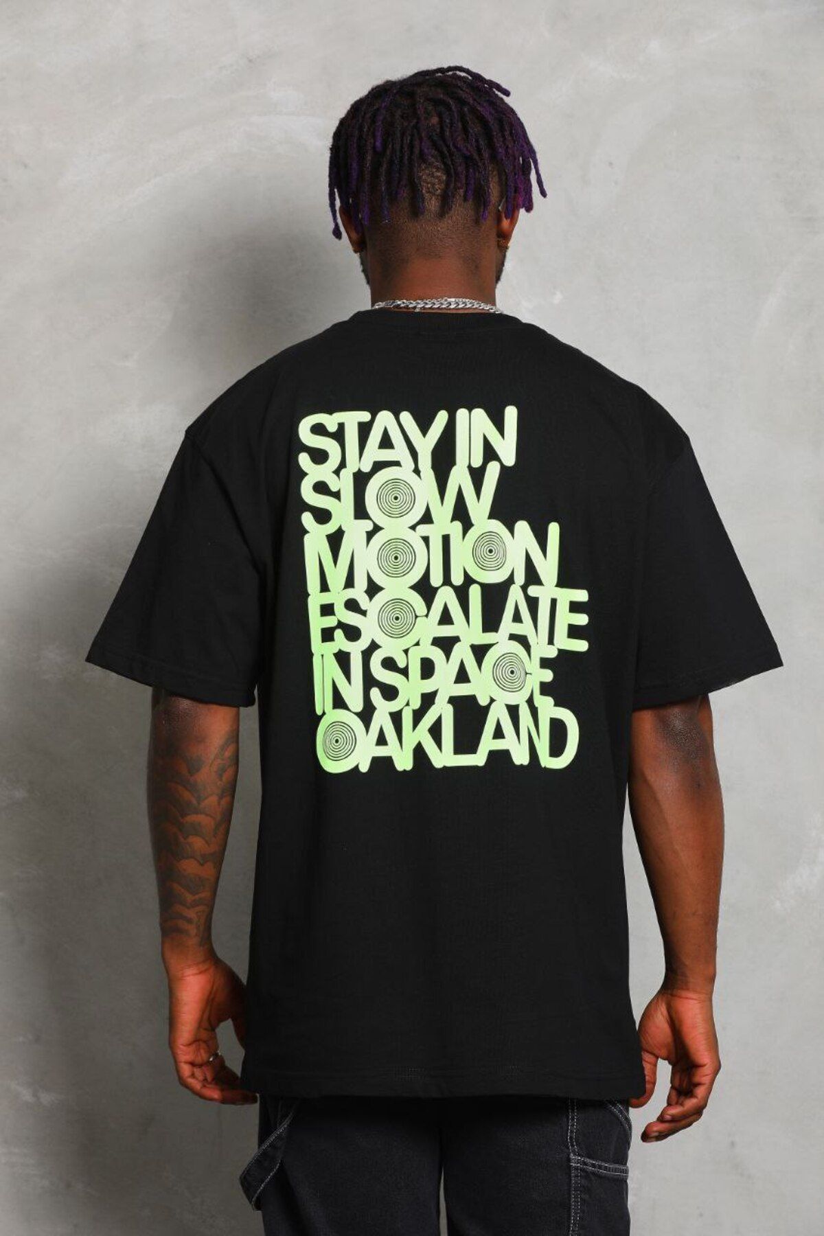 AURA Baskılı Oversize Bisiklet Yaka Unisex T-Shirt