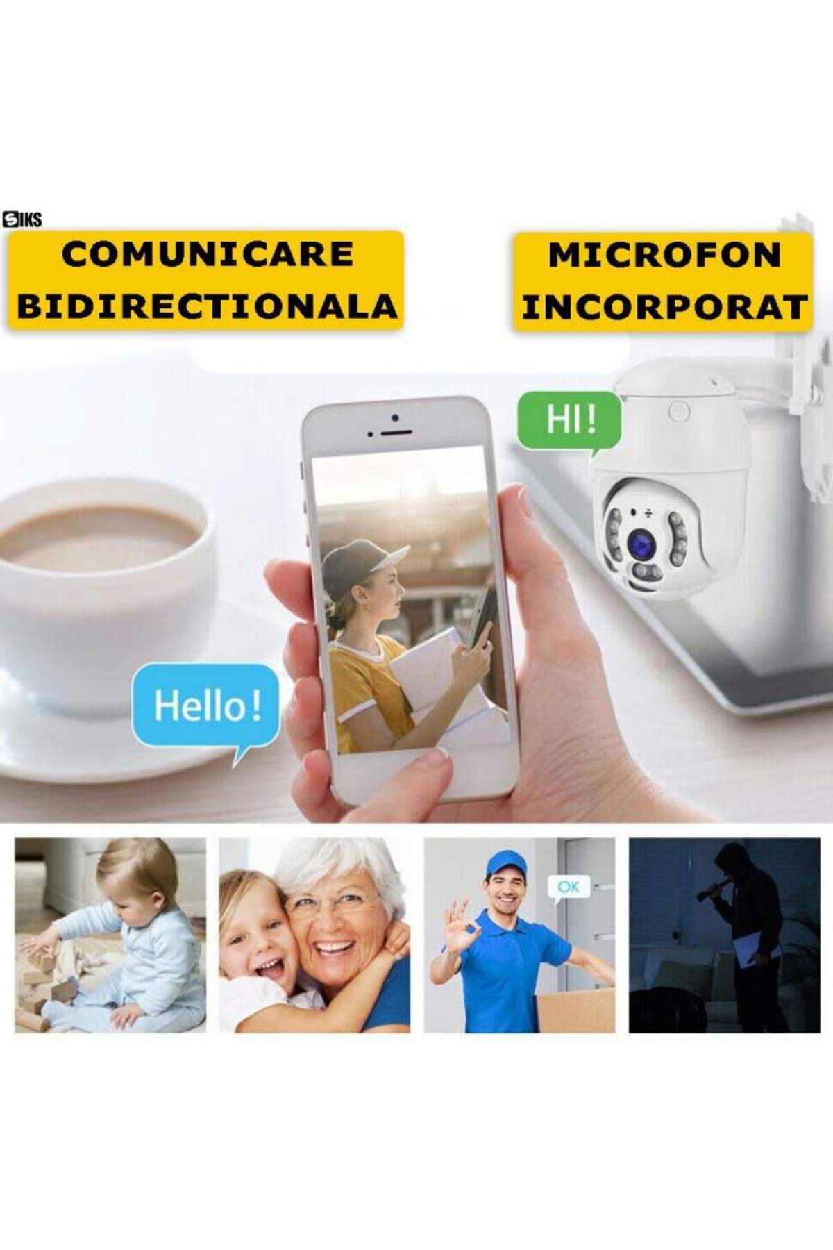 SIKS-WIFI Video Surveillance Camera, 8 MP, 4 X Zoom, Rotation, LED Lights, Two-way Communication 5
