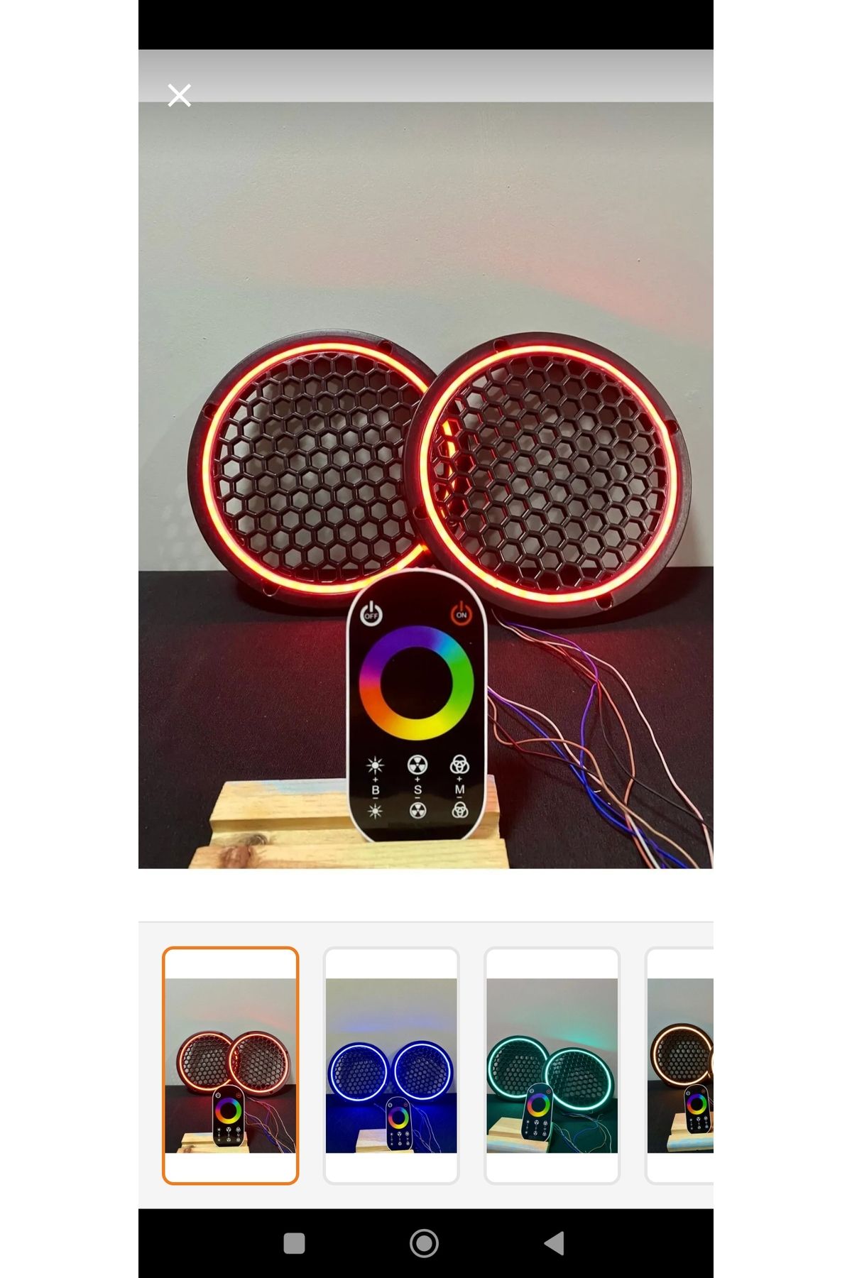 LED LEVEL Dokunmatik Kumandalı 20 CM Neon Işıklı Midrange Hoparlör Kapağı 2 Takım 4 Adet