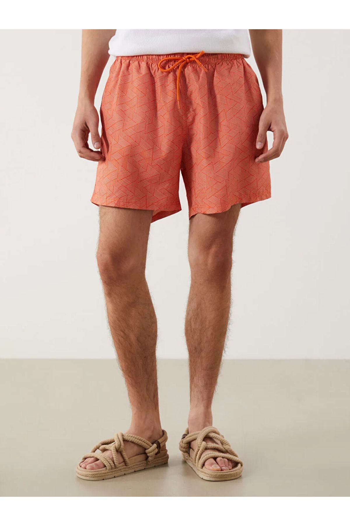 LC Waikiki-Lcw Eco Orange Short Length Patterned Men's Swim Shorts 2