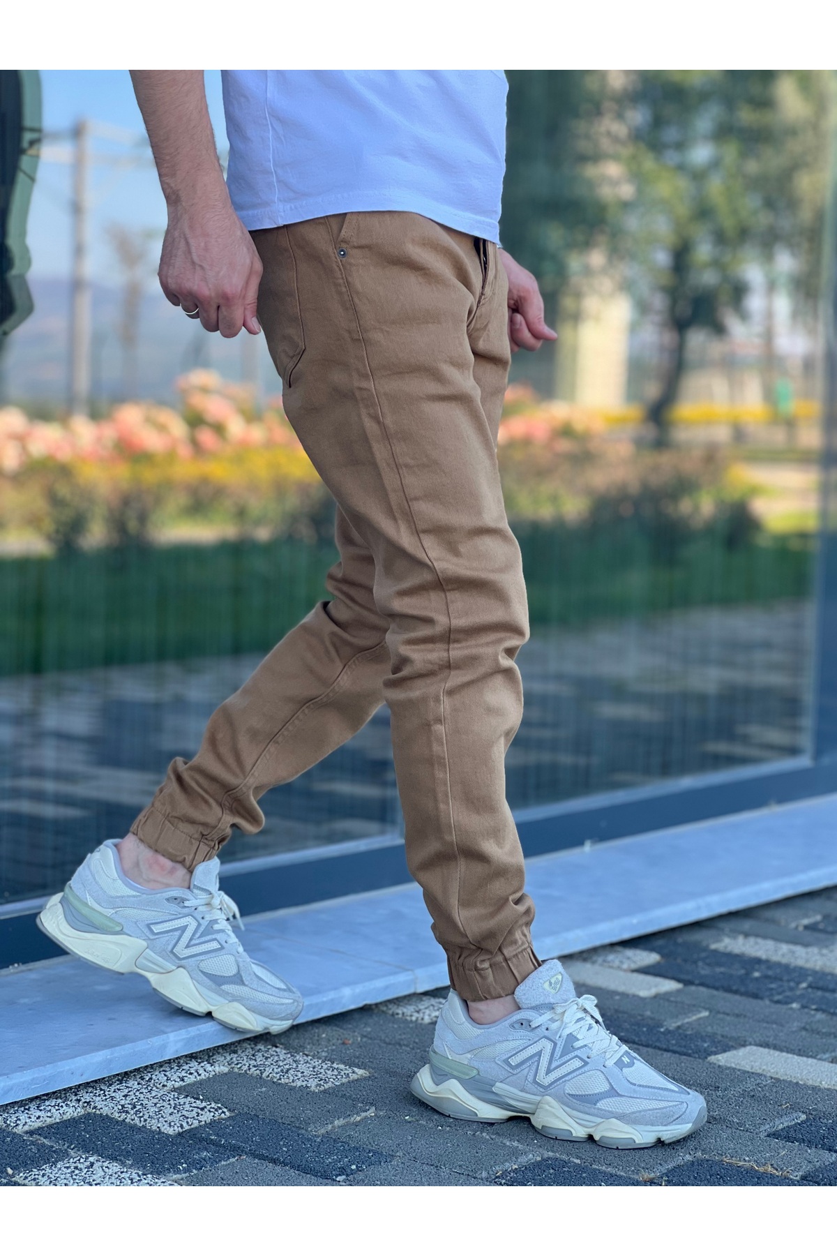 شلوار جین لایکرای راحتی مردانه با لبه های کش دار — قهوه‌ای MCR--PÇLSTK — تصویر 2 از 5