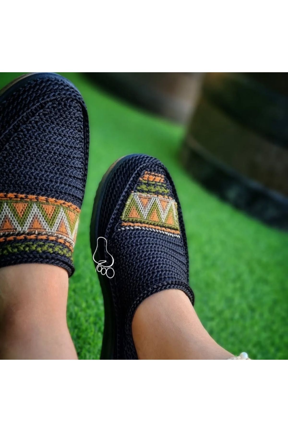 Gacco Shoes El Örgüsü Nakışlı Siyah Kadın Espadril