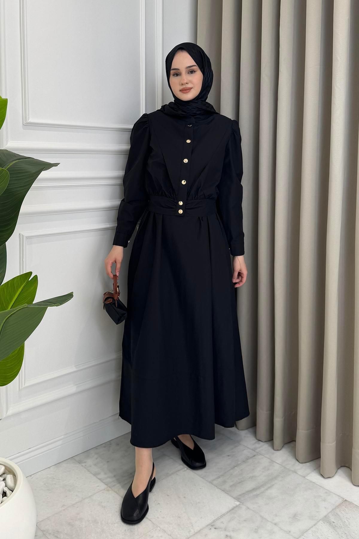 Beige Store Önden Çıtçıtlı Ceket Elbise Takım Siyah