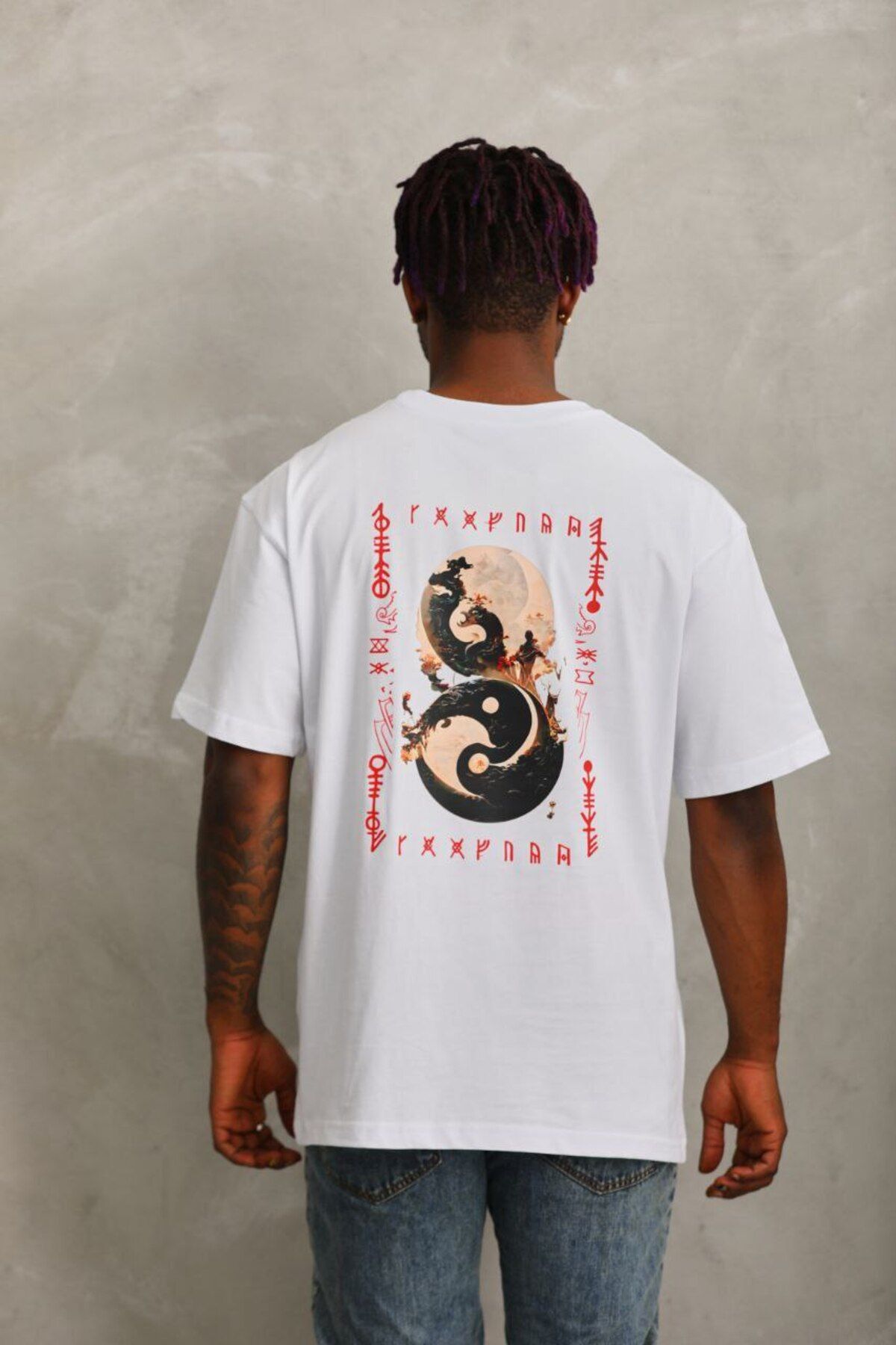 AURA askılı Oversize Bisiklet Yaka Unisex T-Shirt