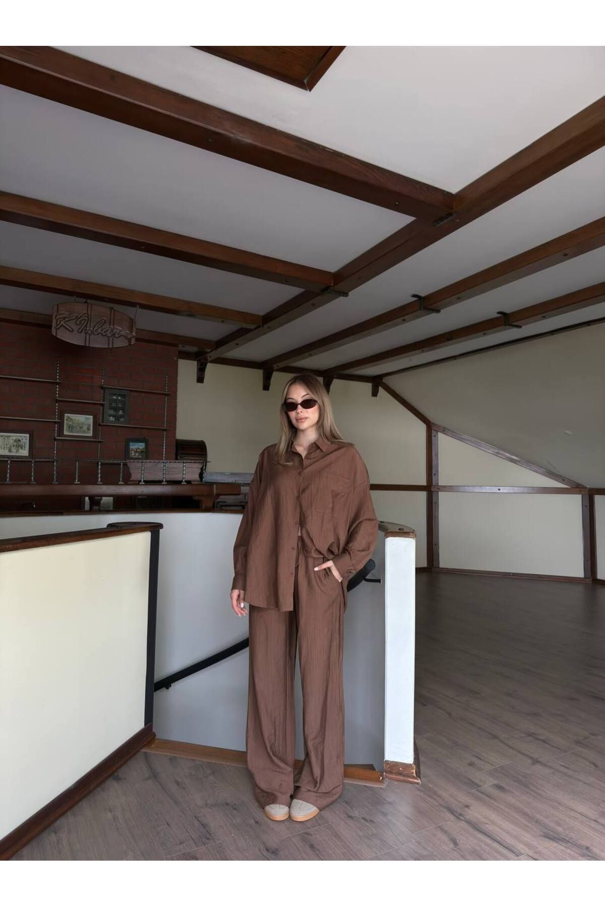 Khloe Soft Touch Kumaş Cepli Gömlek Pantolon Takım