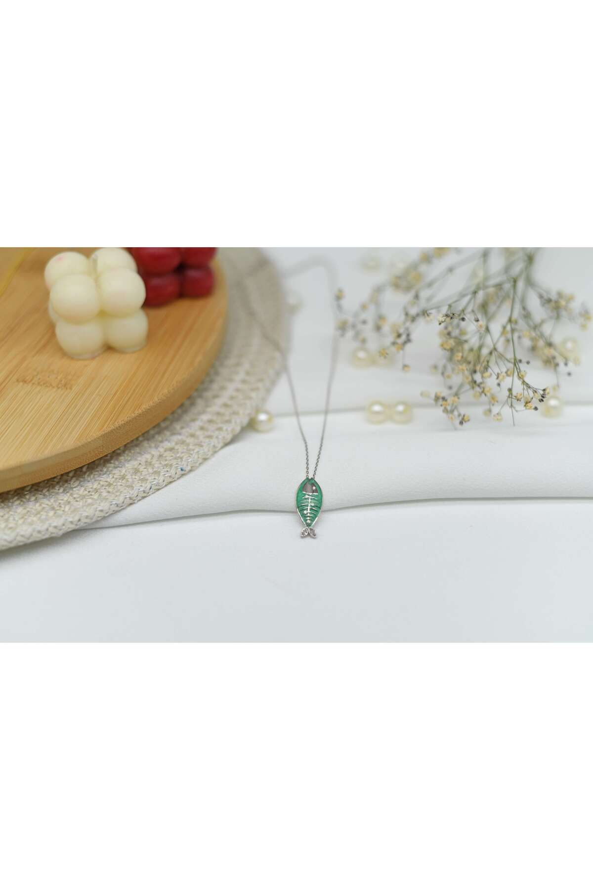 Ocean Silver & Jewelry Mineli Kılçık Balık Gümüş Kolye