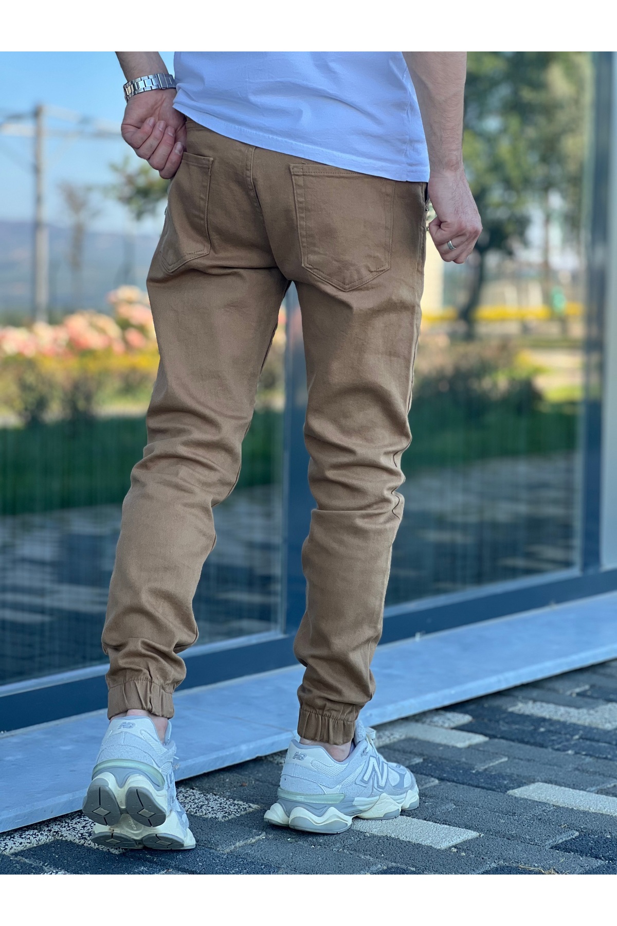 شلوار جین لایکرای راحتی مردانه با لبه های کش دار — قهوه‌ای MCR--PÇLSTK — تصویر 3 از 5