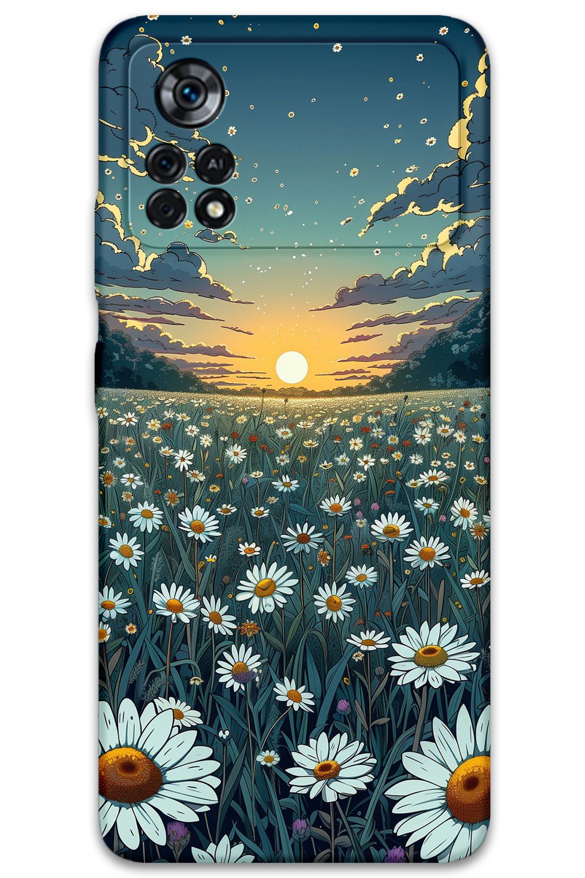 Gramaphone Poco x4 Pro 5G Uyumlu Çiçek Desenli Telefon Kılıfı + Ekran Koruyucu - 5792