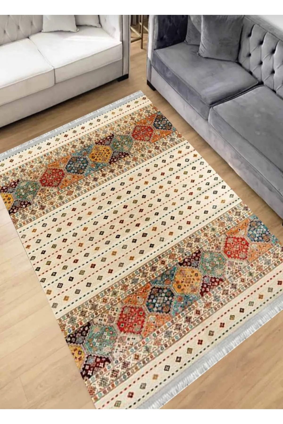 new colourse Dokuma Taban Yıkanılabilir Kaymaz Taban Kilim Salon Halısı Yolluk