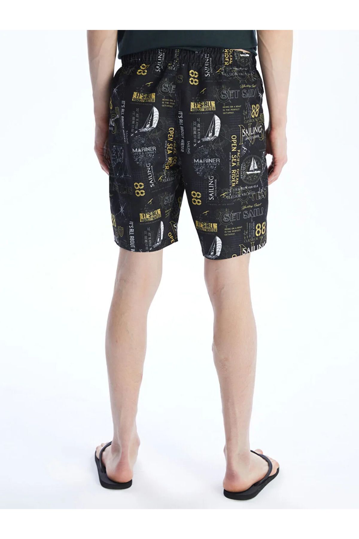 LC Waikiki-Lcw Swimwear Anthracite Knee Length Patterned Men's Swim Shorts 4