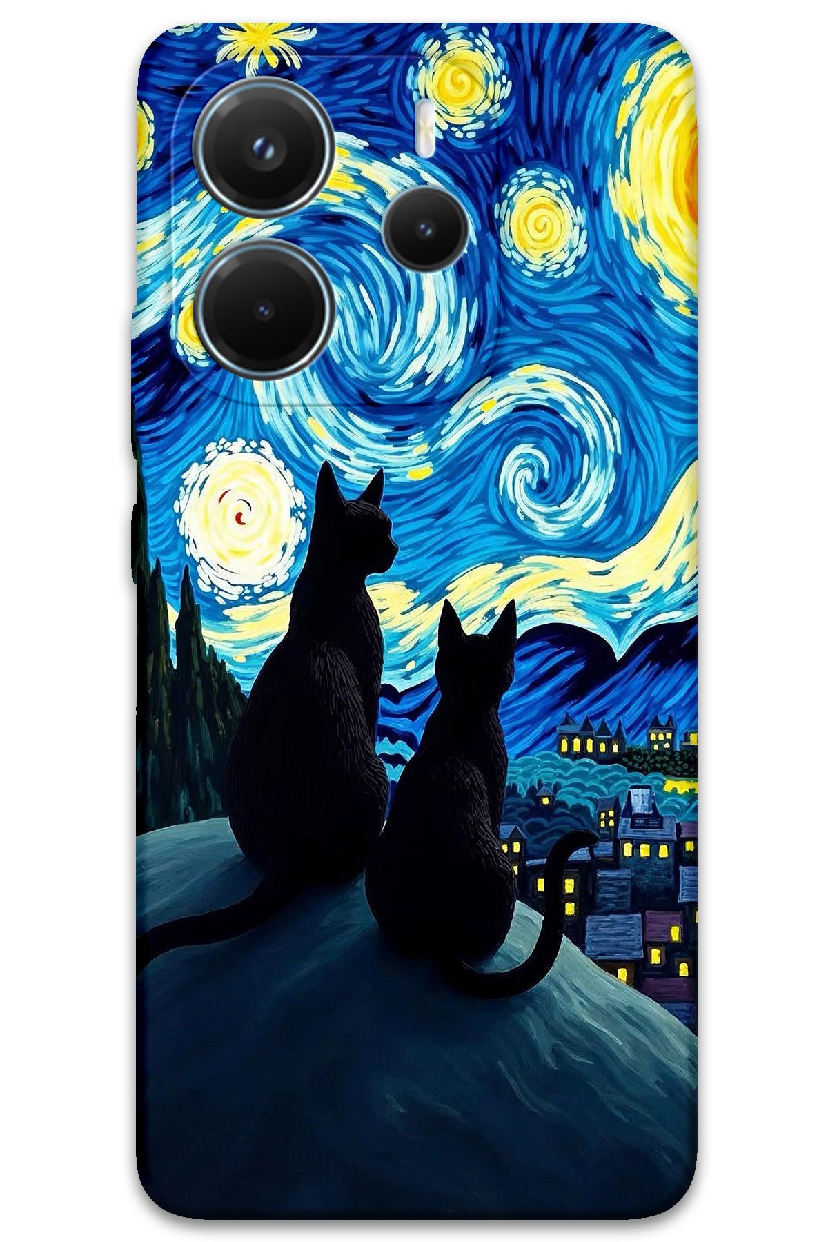 Gramaphone Xiaomi Redmi Note 14 4G Uyumlu Kedi Desenli Telefon Kılıfı + Ekran Koruyucu - 5782