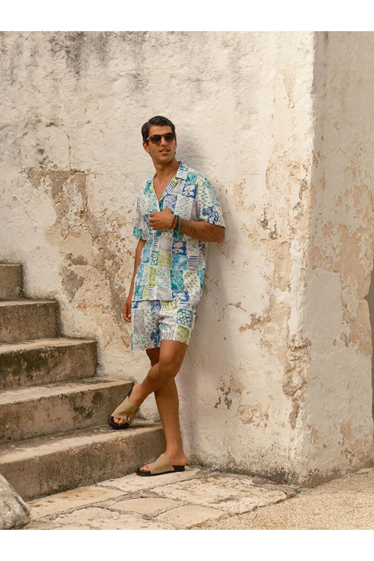 LC Waikiki XSIDE Bej Kısa Boy Desenli Erkek Deniz Şortu