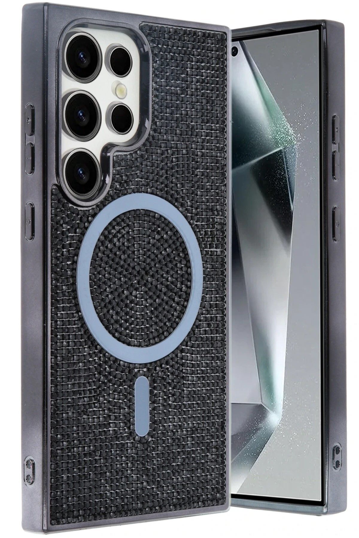 Posso Samsung Galaxy S24 Ultra Kılıf Taşlı Elmas İşlemeli Işıltılı Parlak Magsafe Premium Silikon Kapak