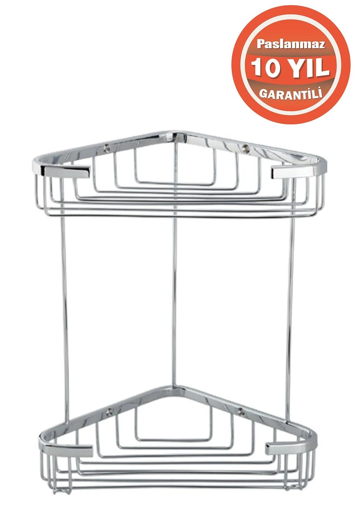 CLK Paslanmaz Pirinç Eda 2'Li 18x18 Cm Şampuanlık Banyo Rafı