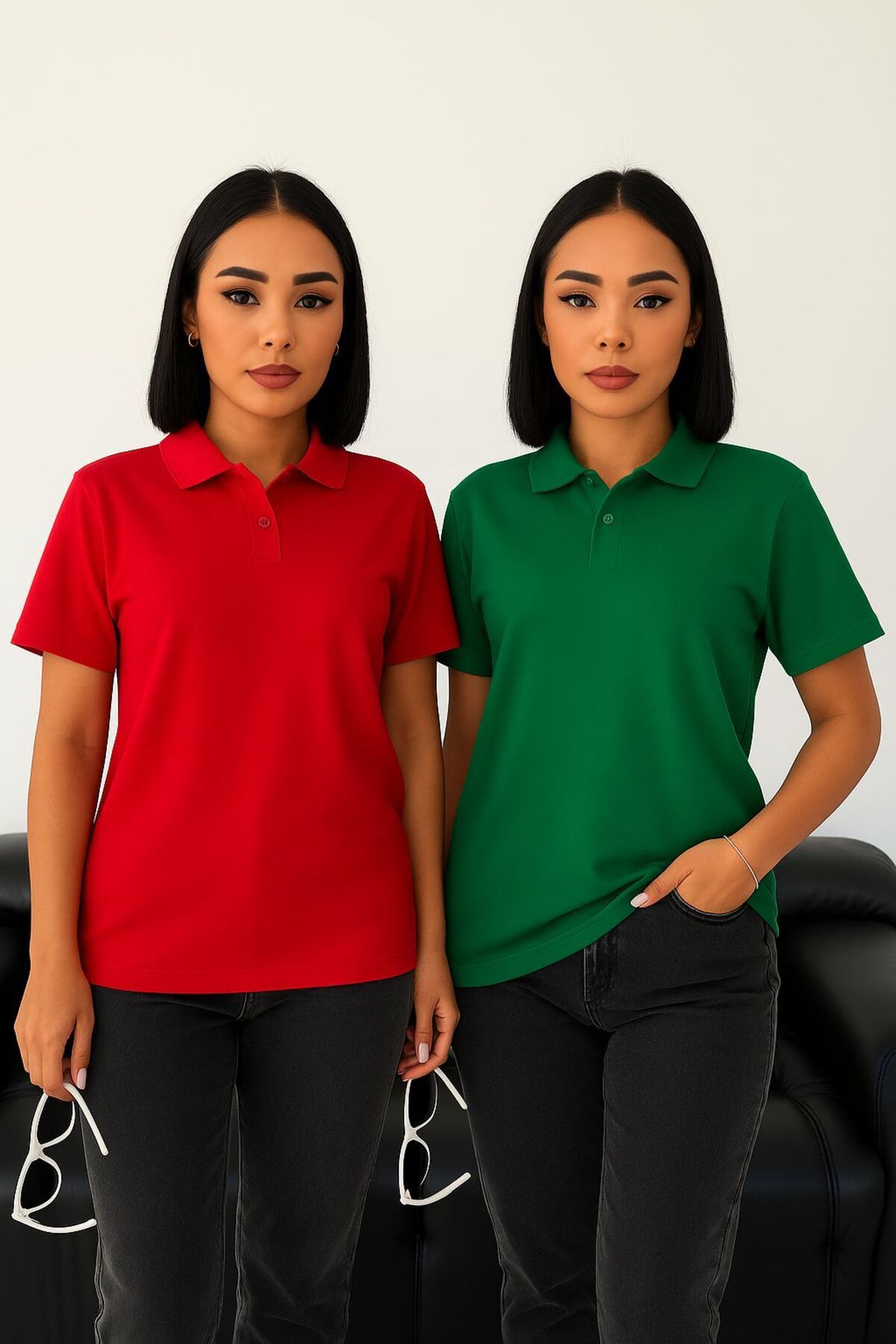 LC Waikiki 2'li Avantajlı Polo Yaka Pike Kumaş Nefes Alabilen Kısa Kollu Pamuklu Kadın Tişört