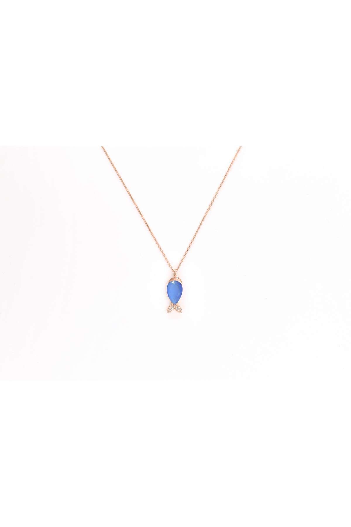 Ocean Silver & Jewelry Damla Taşlı Balık Gümüş Kolye
