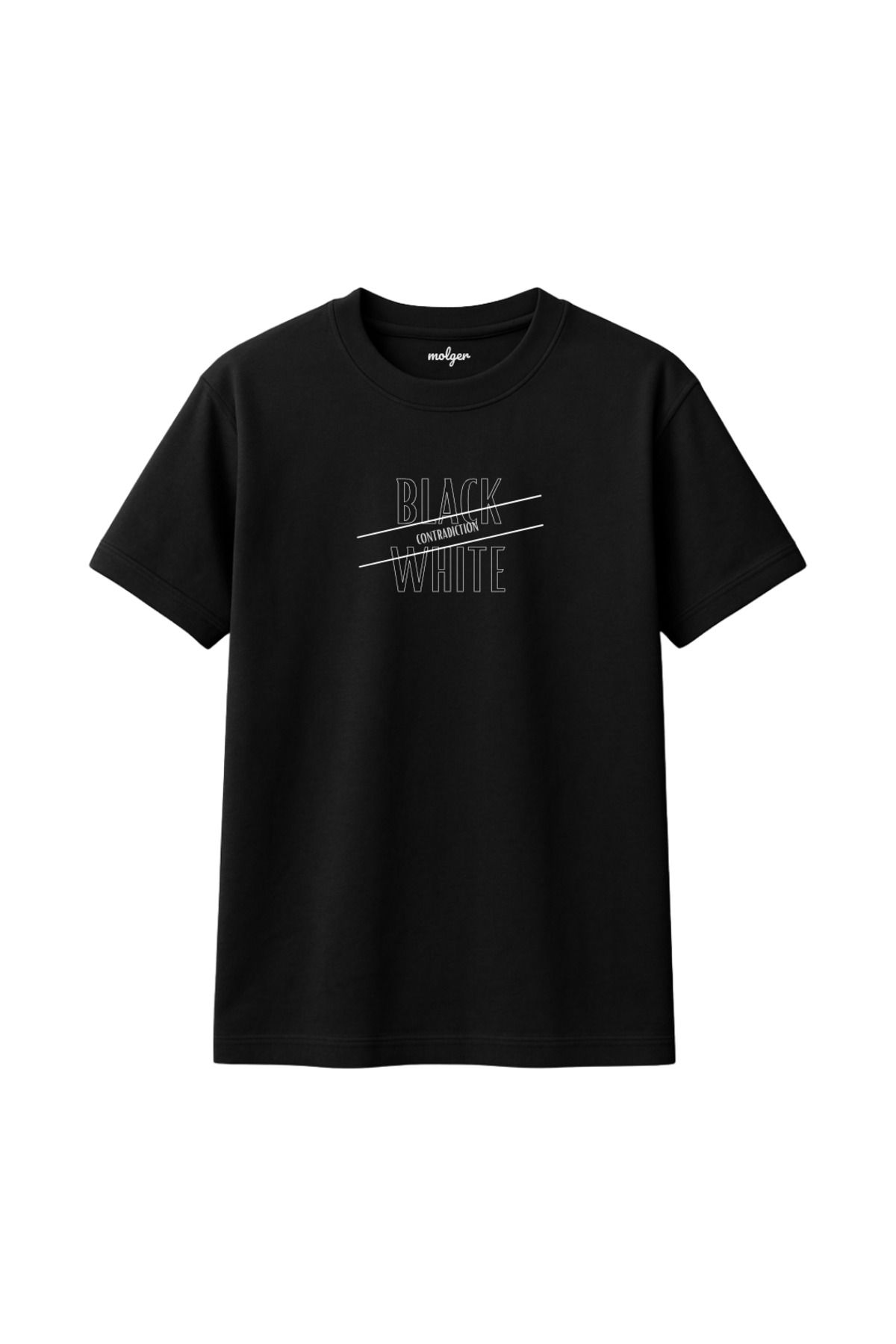 molger Black & White %100 Pamuk Regular Fit T-Shirt