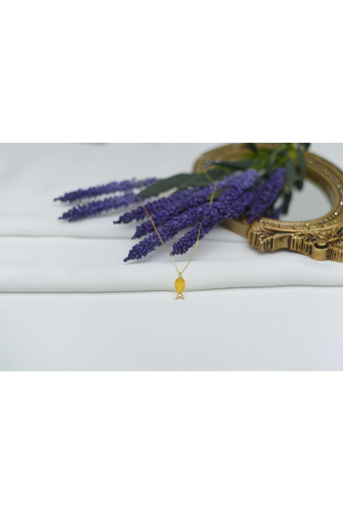 Ocean Silver & Jewelry Damla Taşlı Balık Gümüş Kolye