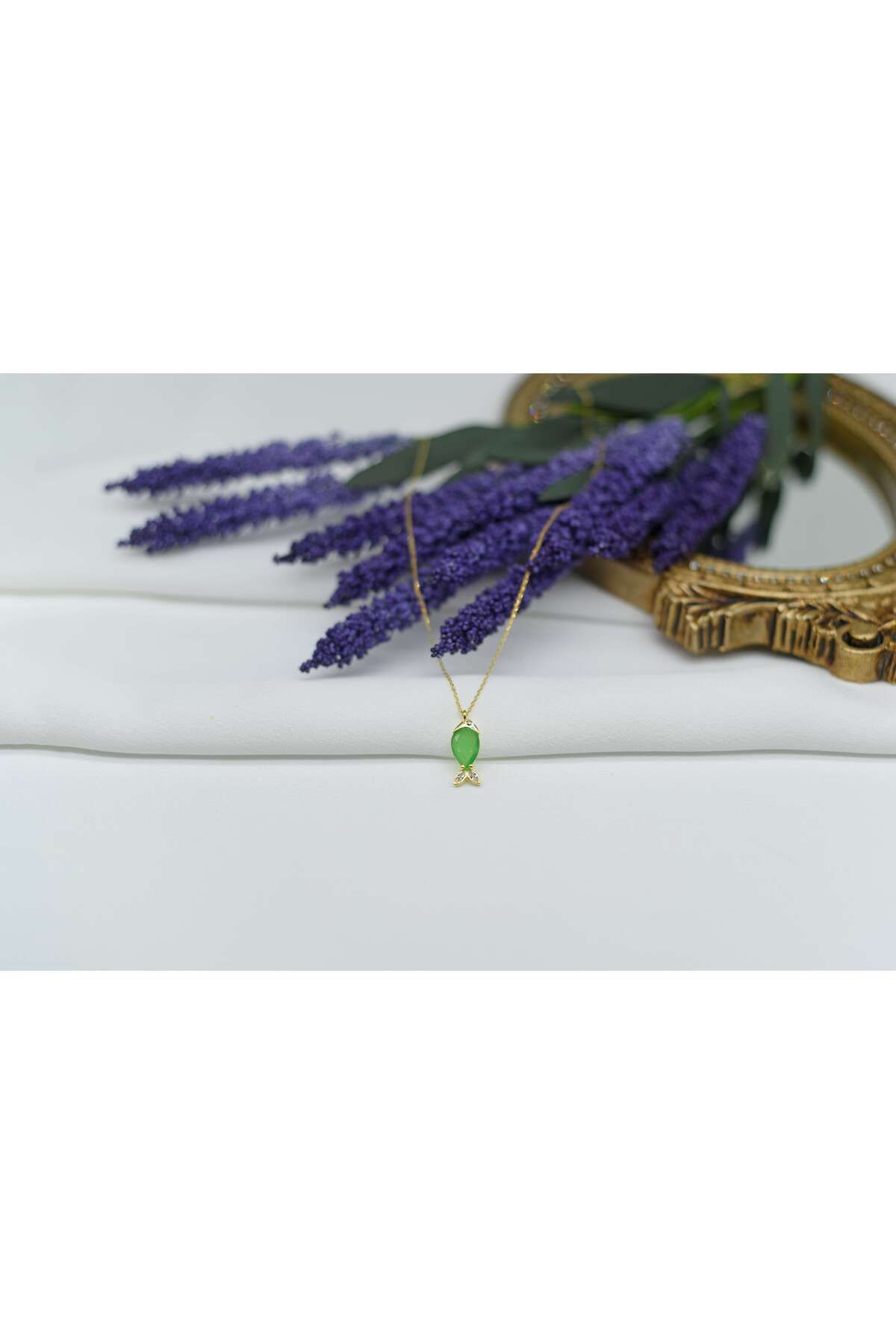 Ocean Silver & Jewelry Damla Taşlı Balık Gümüş Kolye