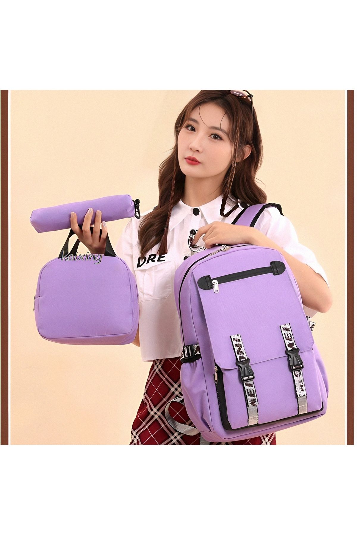 KumOziShop Kuromi Baskılı Çanta Beslenme ve Kalemlik Seti