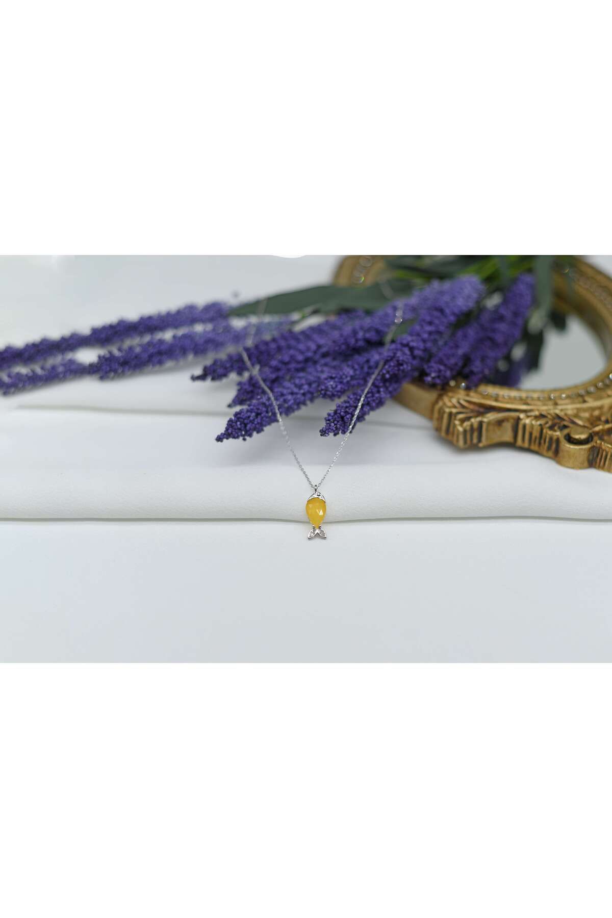 Ocean Silver & Jewelry Damla Taşlı Balık Gümüş Kolye