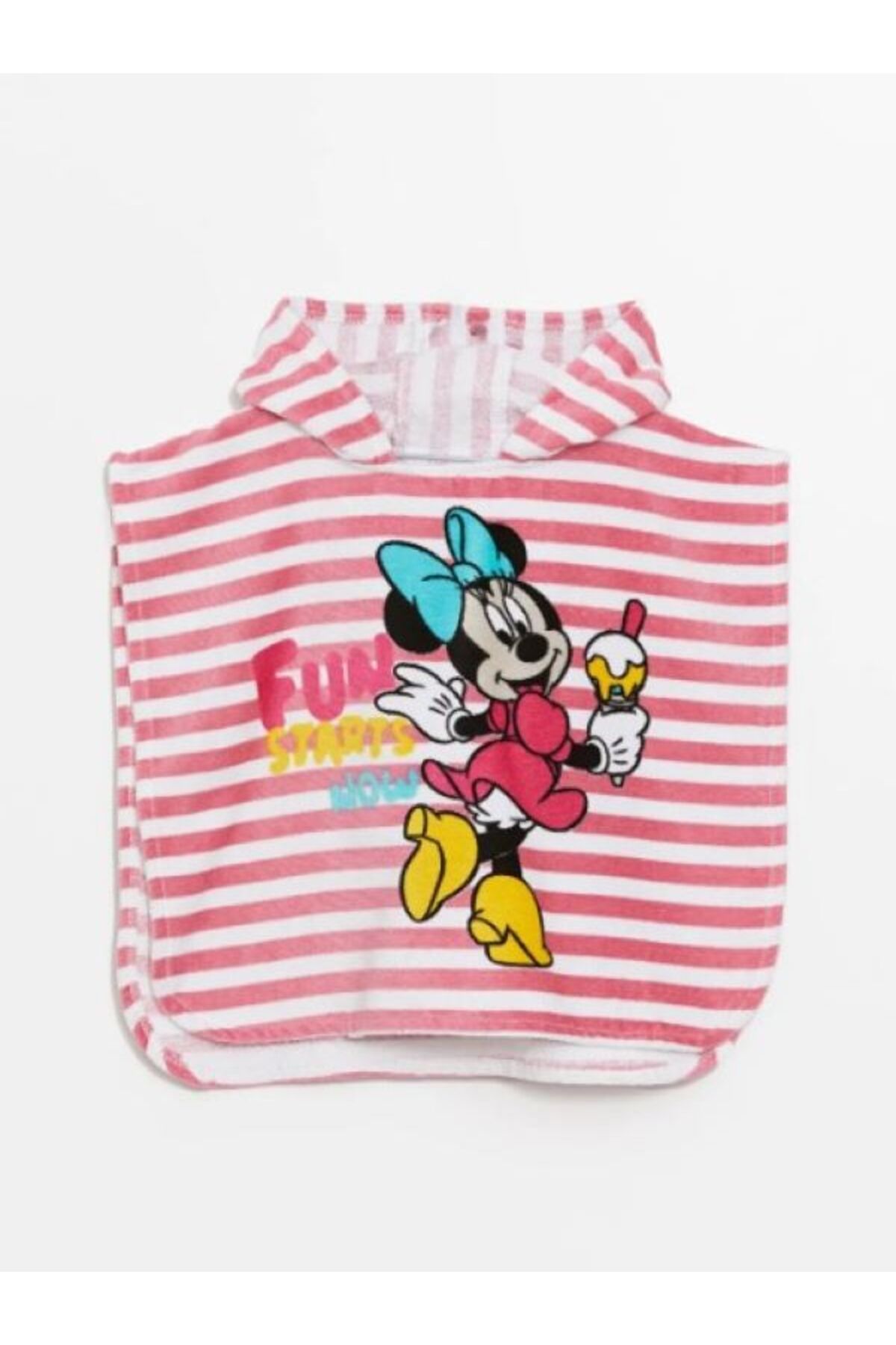 LC Waikiki Pembe Kapüşonlu Minnie Mouse Baskılı Kız Bebek Panço Havlu S4DA23Z129