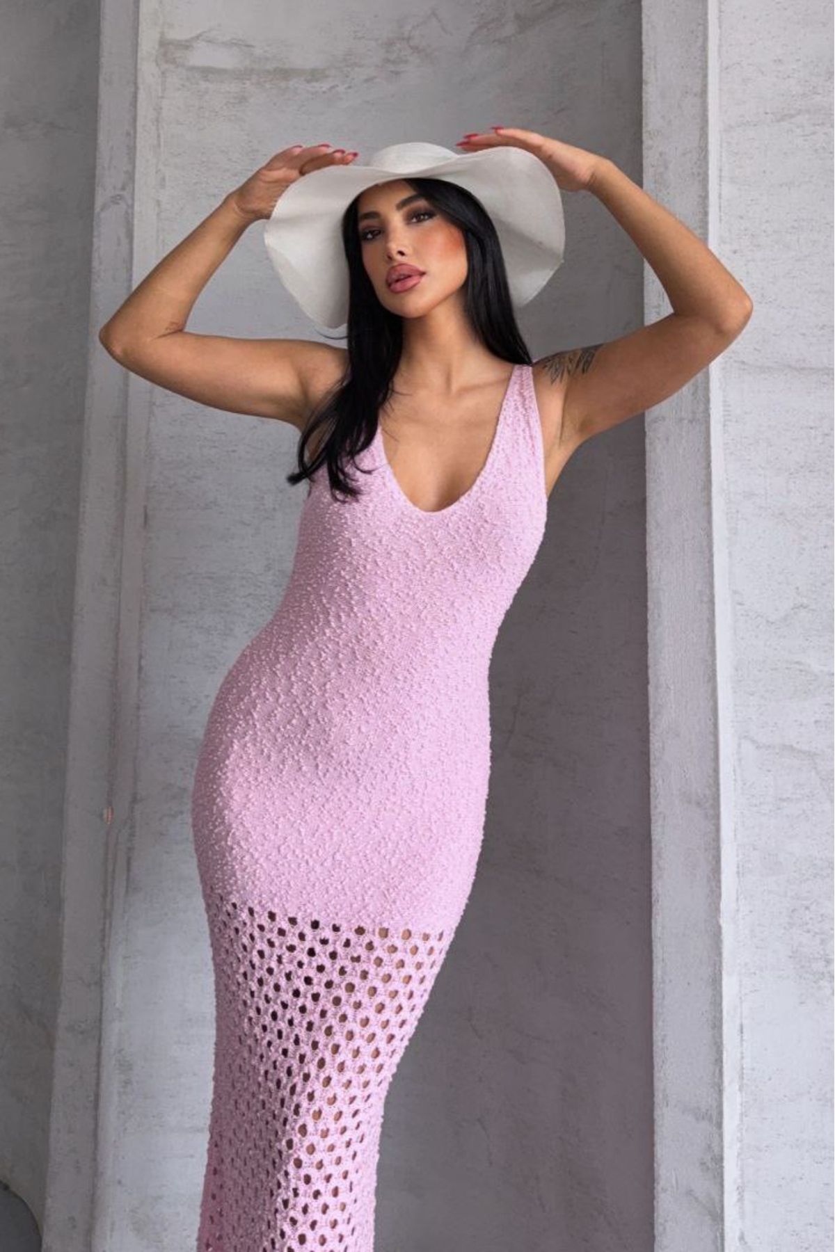 Noi Belis Maxi Boy Ajurlu/Delikli V Yaka Yazlık Elbise SS25EL0034