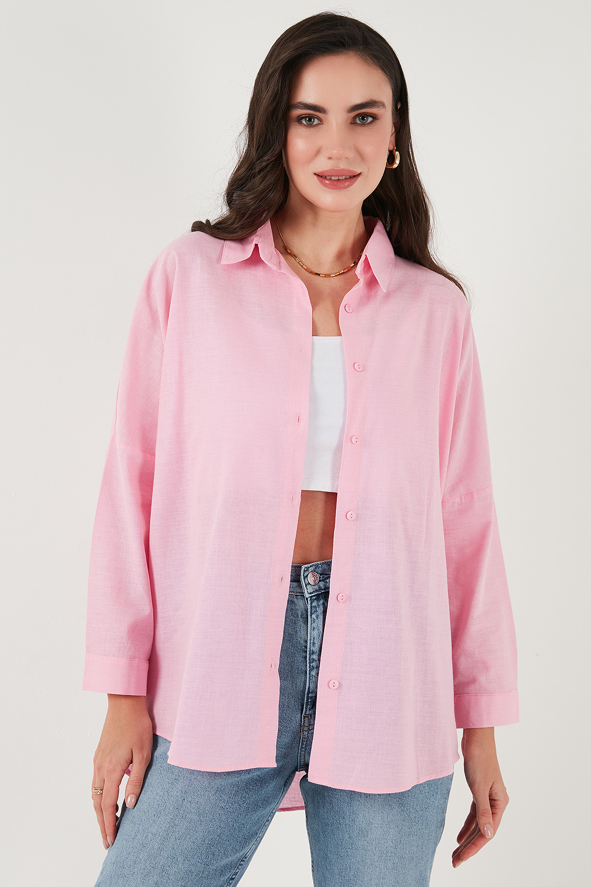 Lela  Streç Pamuklu Oversize Fit 2' li Paket Gömlek-Atlet Set GÖMLEK-ATLET SET 67810014979S2 - Görsel 2