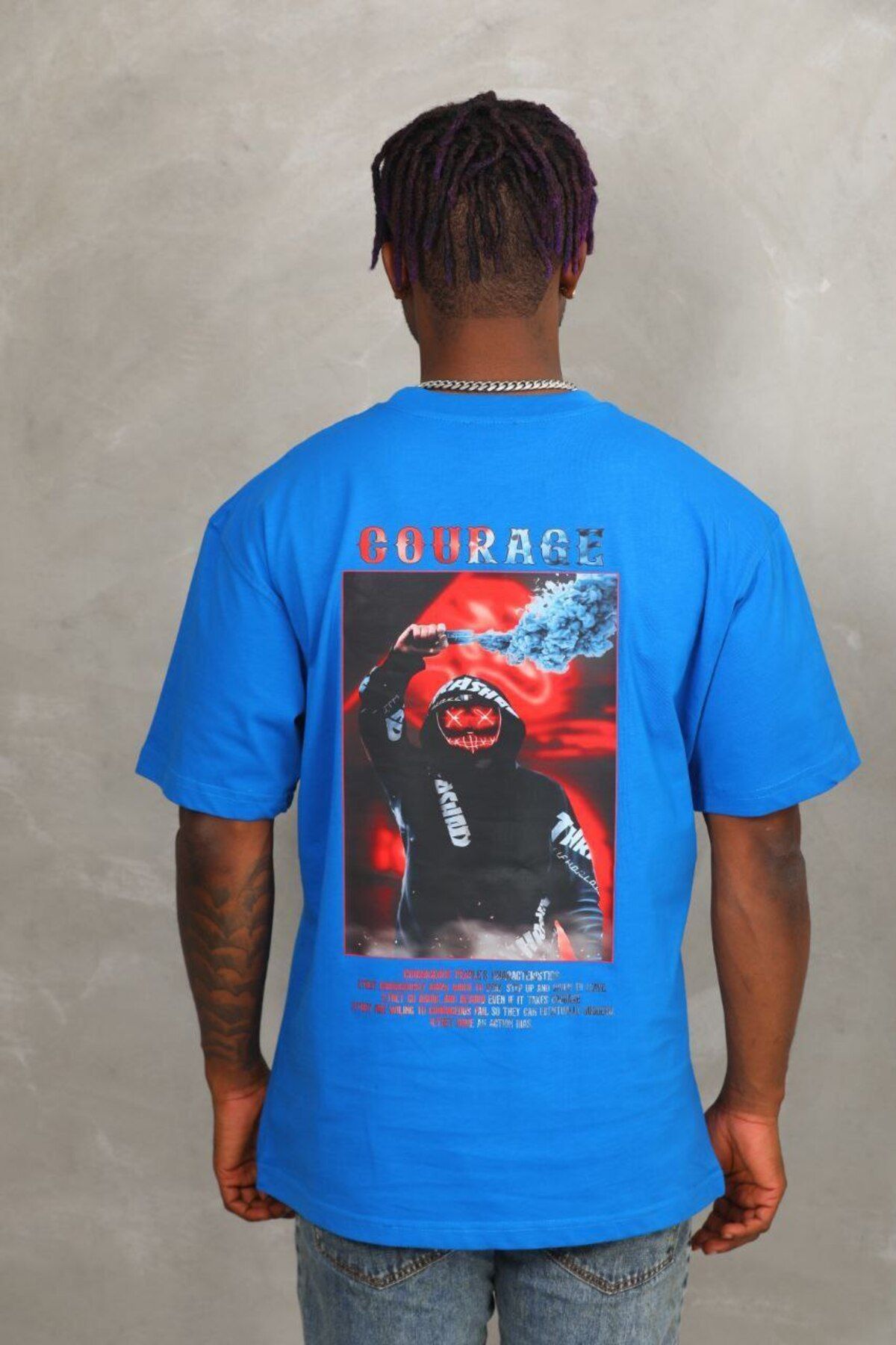 AURA Baskılı Oversize Bisiklet Yaka Unisex T-Shirt